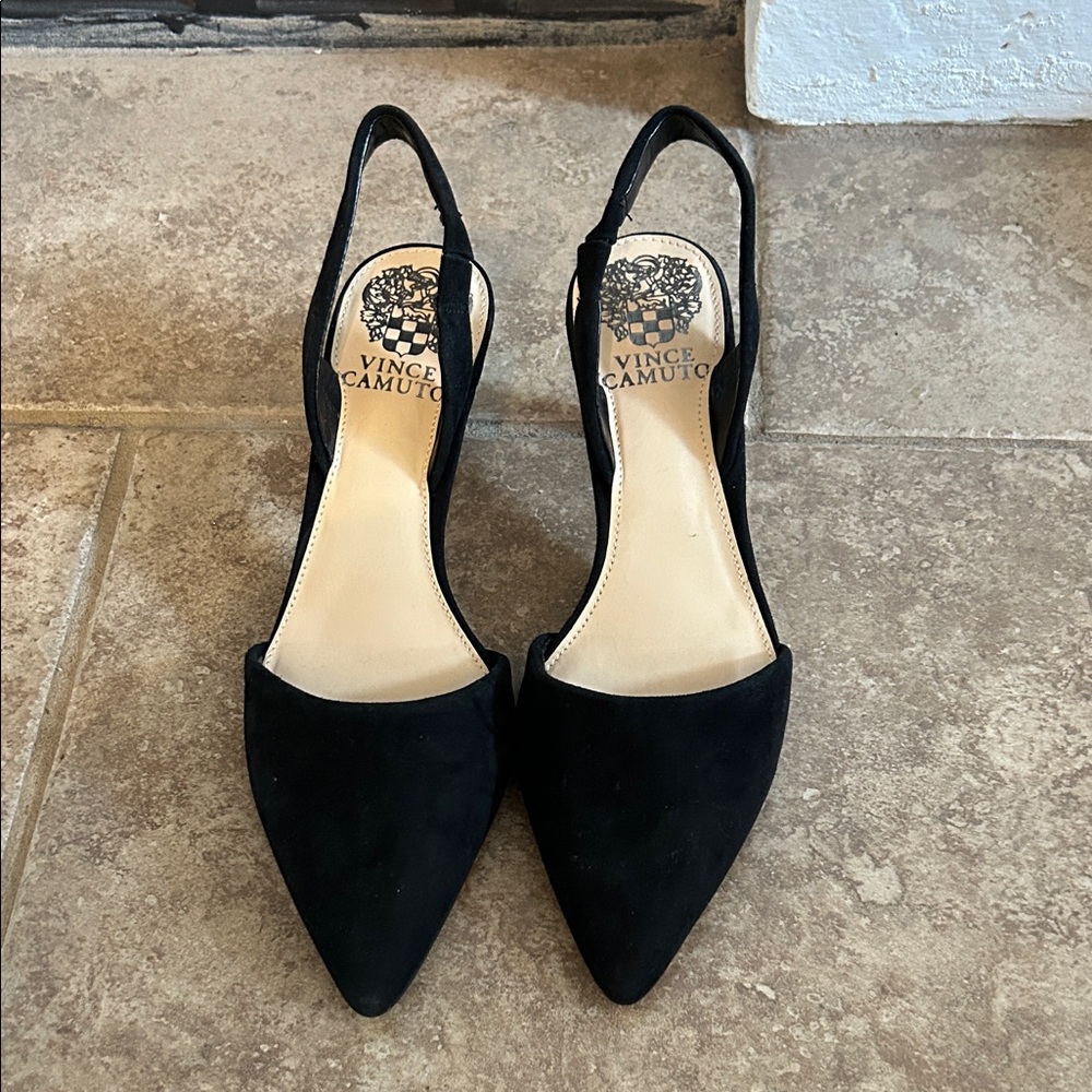 Vince Camuto Black Pointed Slingback Heels